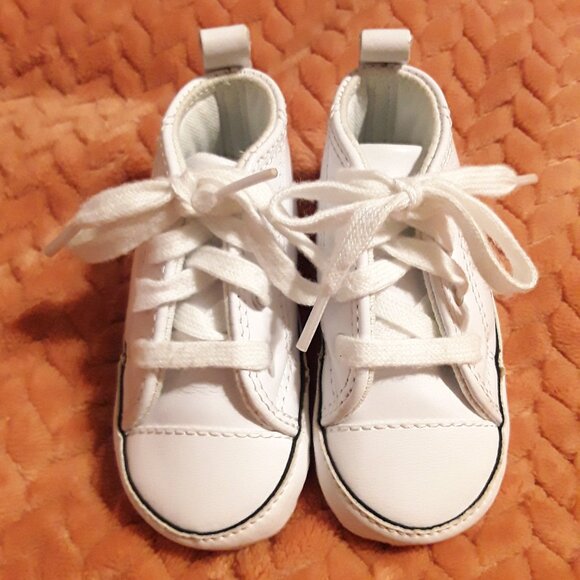Baby's First All Star White High Top Converse Sneakers - Picture 4 of 6